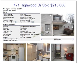 Highwood Condos Franklin MA - high sale 2015