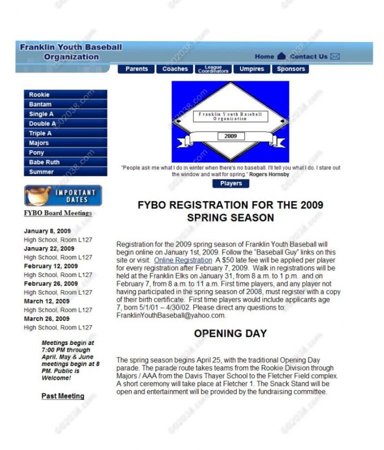 Franklin Youth Baseball Organization 02038 Real Estate