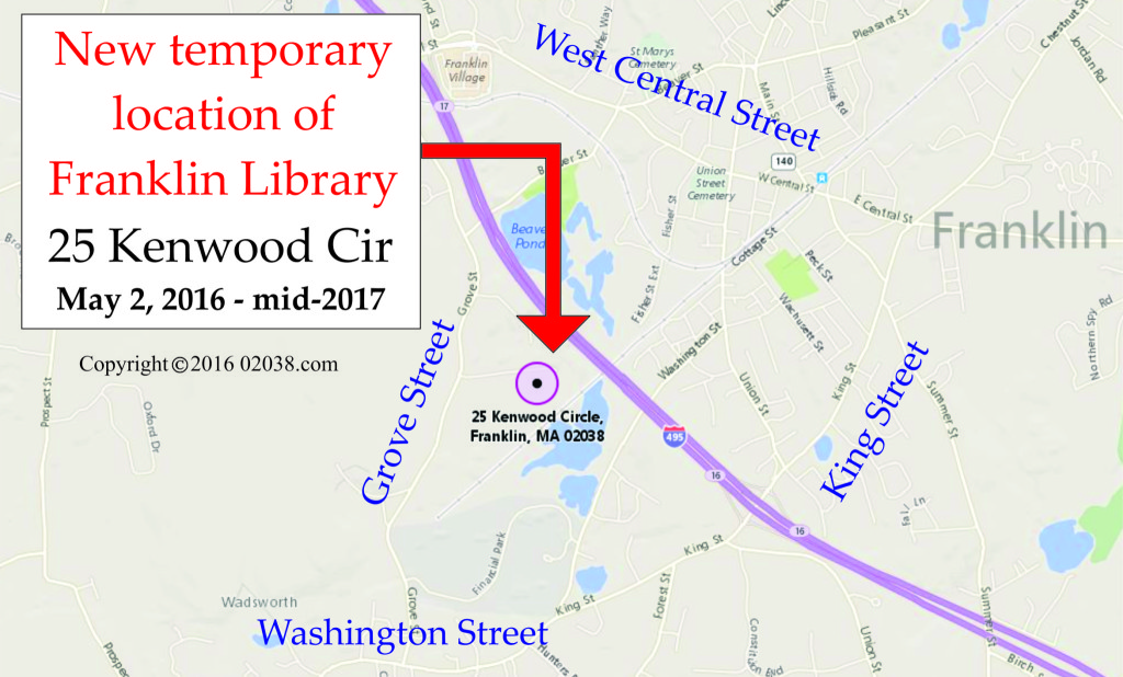 Franklin MA Library location Kenwood move