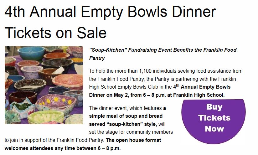 Empty Bowls Charity Dinner May 2 At Franklin Ma High School