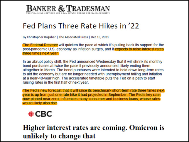 Interest rates will rise in 2022